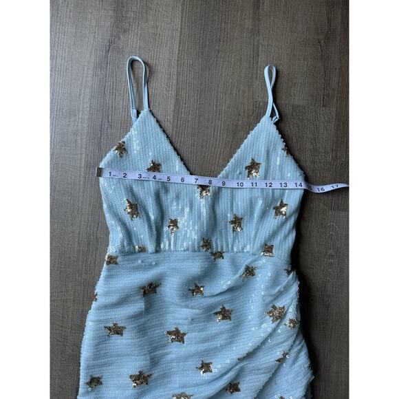 Superdown Dress Dina Mini Sequins Light Blue Star Embellished Size Small - Picture 4 of 8